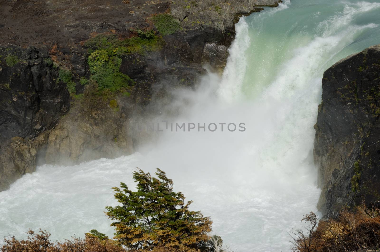 Salto Grande waterfall in the Torres del Paine National Park. by VictorSuarez