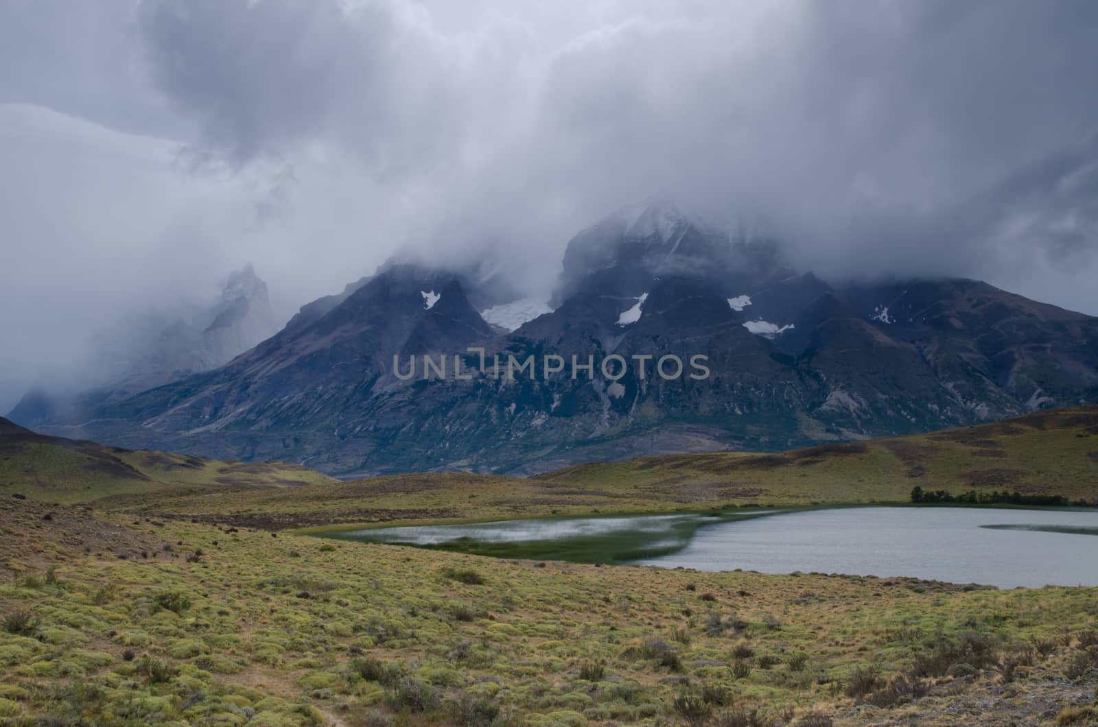 Paine Mountain Range in Torres del Paine National Park. by VictorSuarez