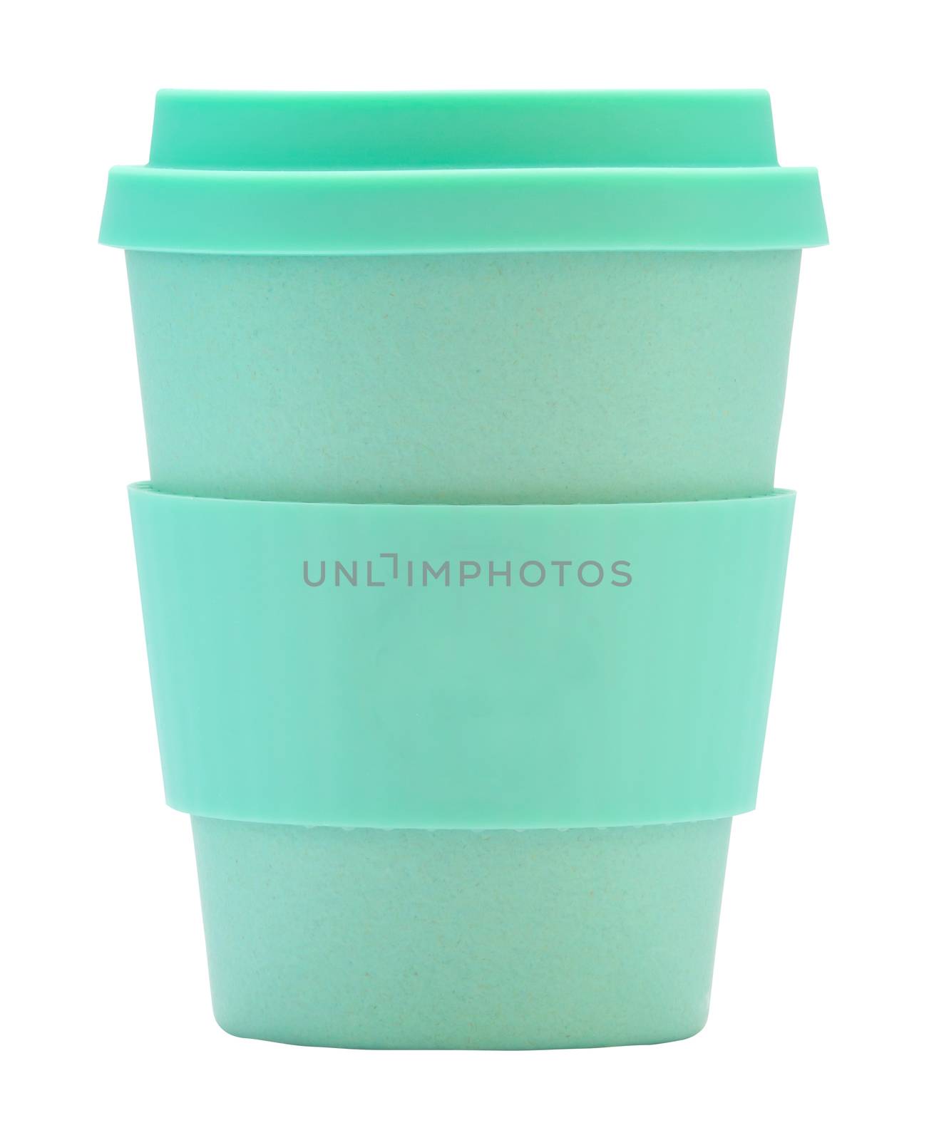 An Isolated Green Reusable Coffee Or Tea Cup On A White Background