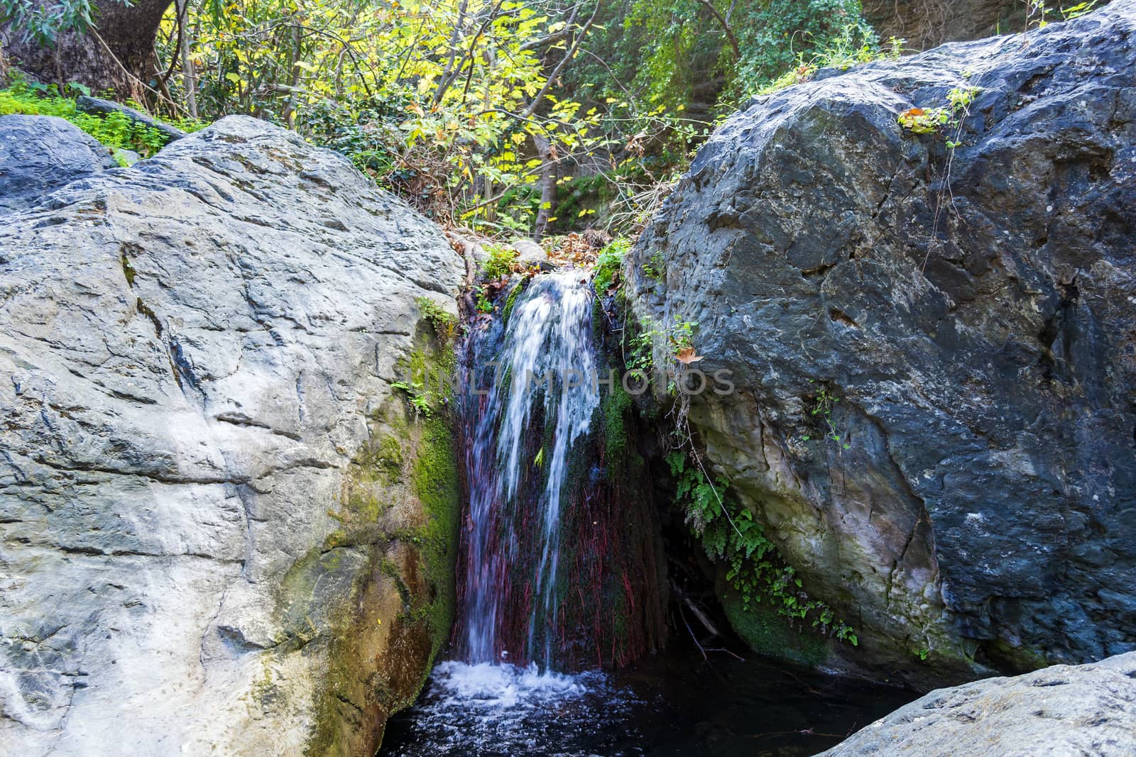 Small Waterfall in the gorge of Richtis at winter, Crete, Greece. by ankarb