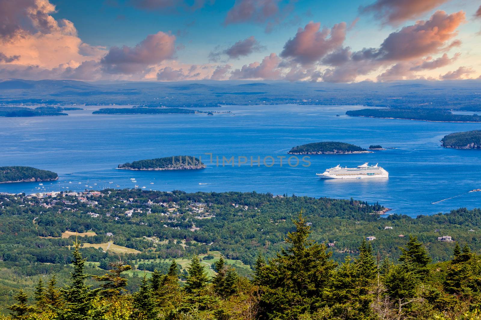 Cruise Ship in Blue Bay off Maine Coast by dbvirago