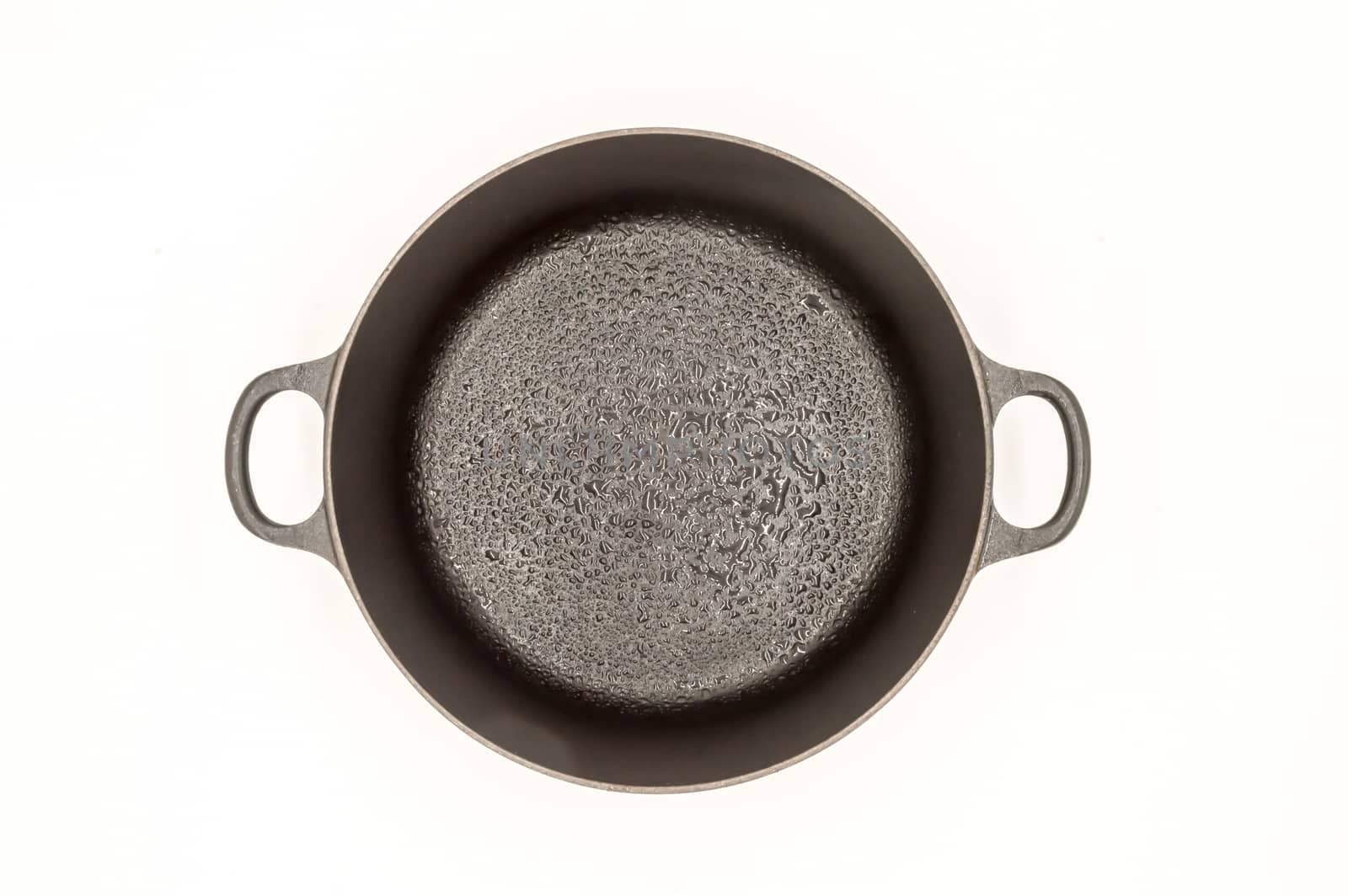 Cast iron pan with two handles top view  by Philou1000