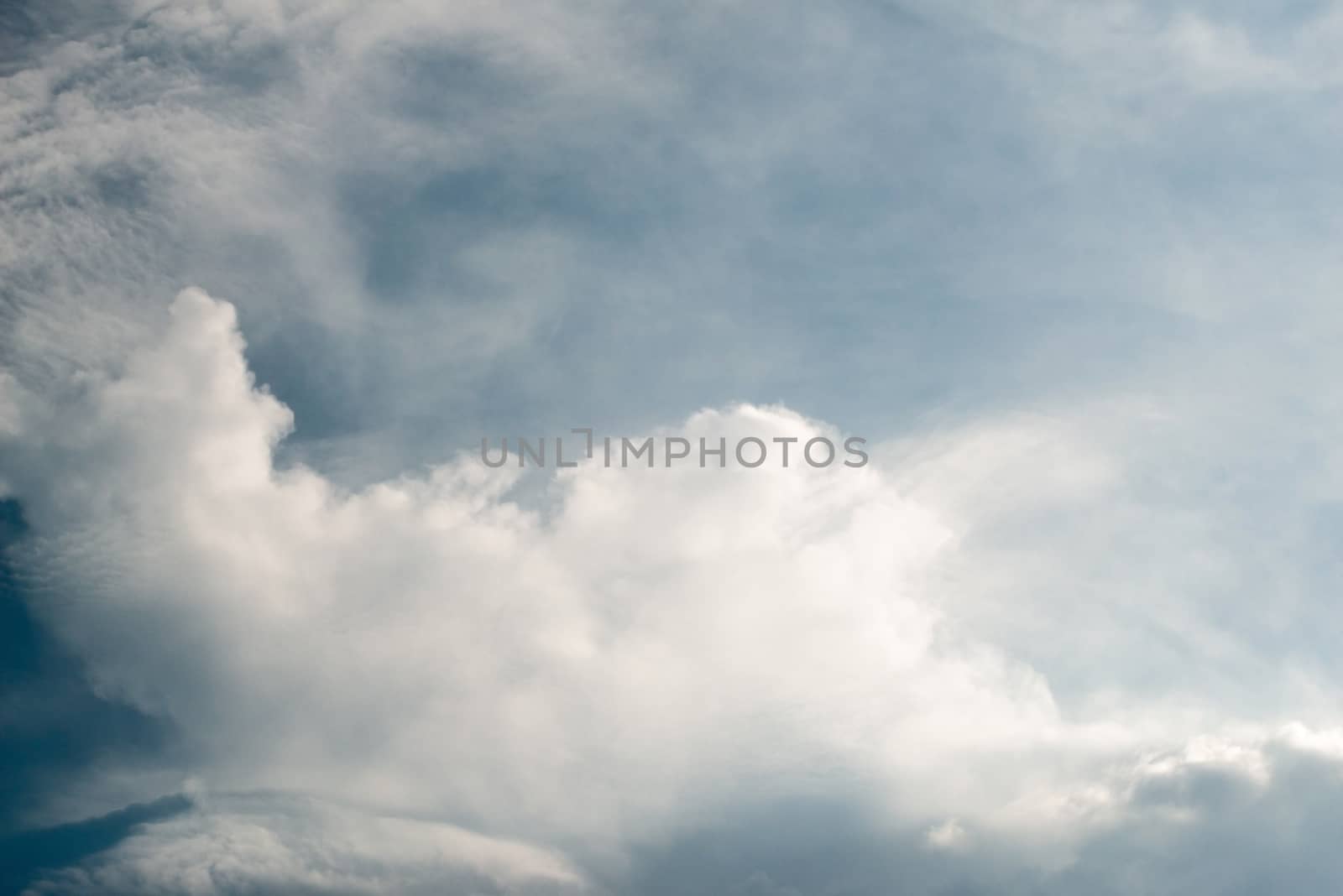 Soft White clouds in the blue sky, Blue sky and clouds background.