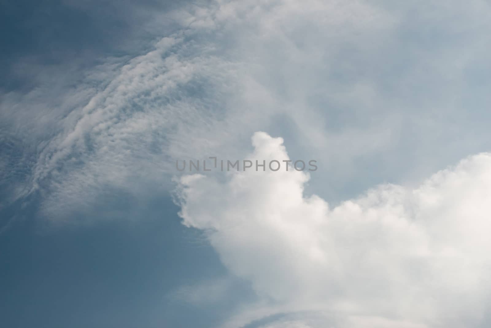 Soft White clouds in the blue sky, Blue sky and clouds background.