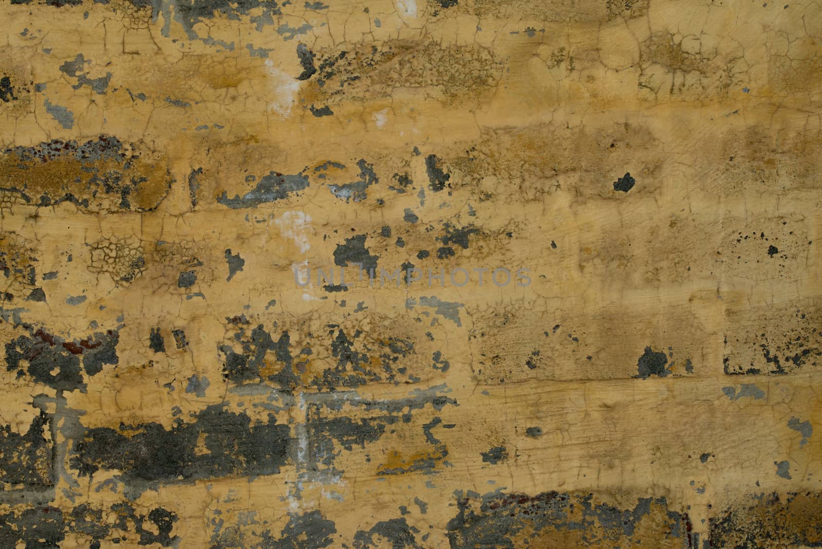 Yellow color Grungy Brick wall texture background