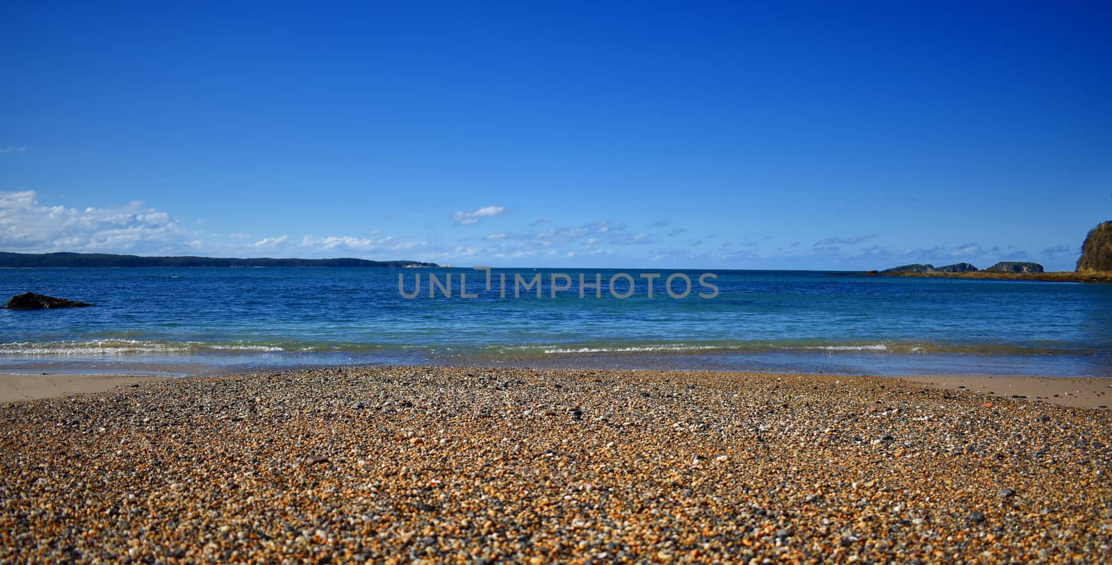 A pebbly beach