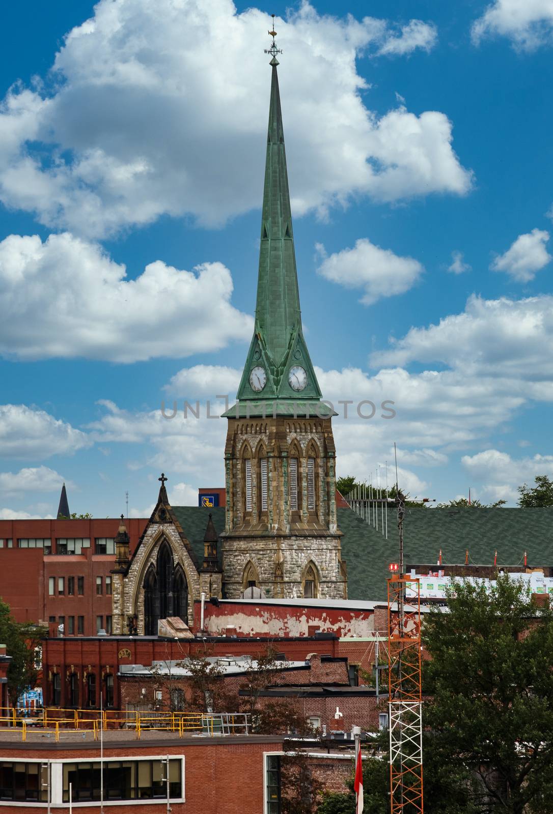 Old Church with Green Steeple in Saint Johns by dbvirago