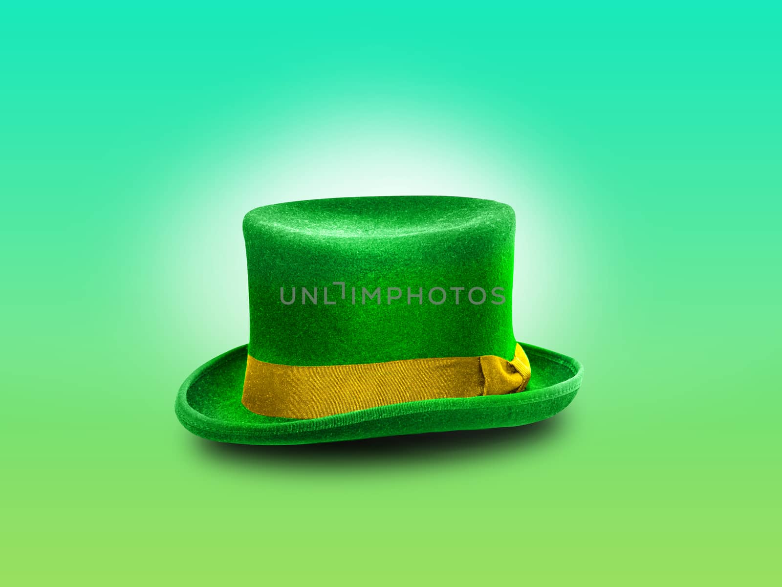 Green St. Patrick's Day hat isolated on green background. With clipping path