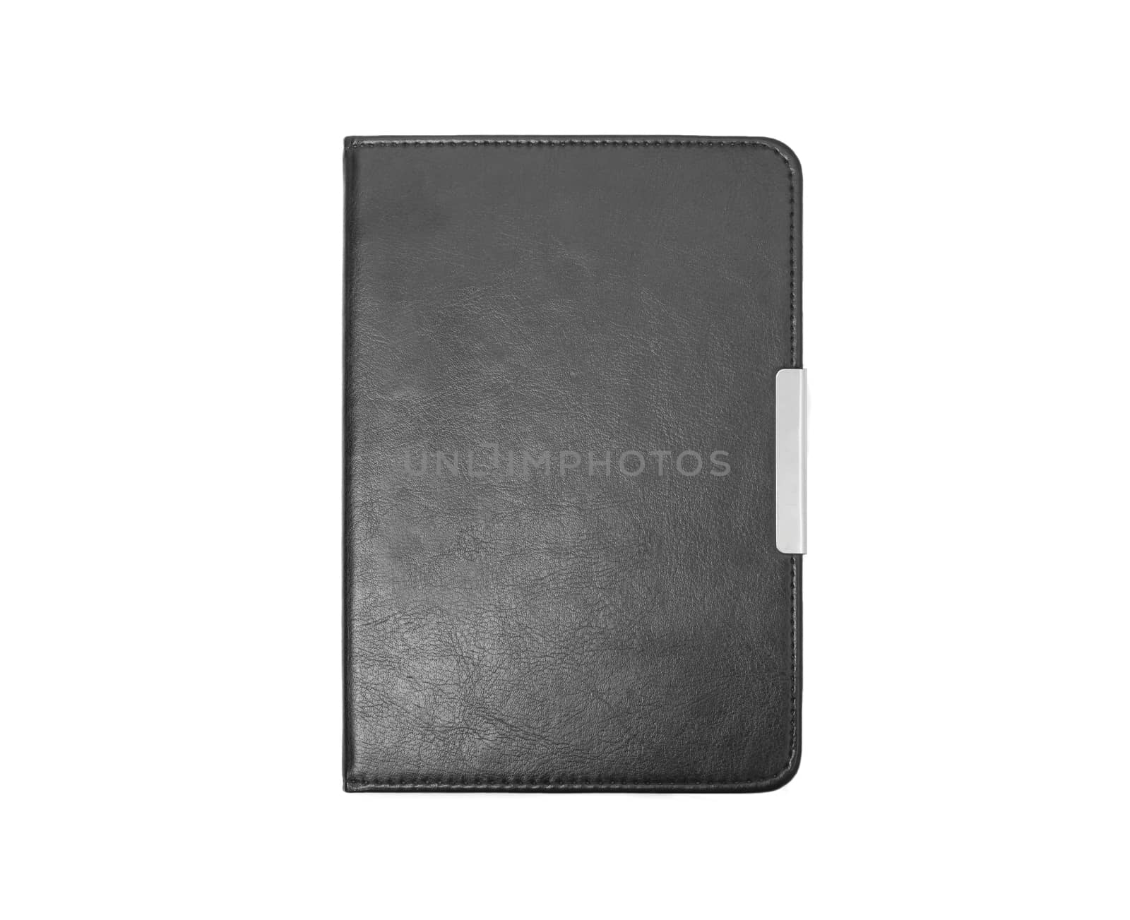 Black leather folder isolated on white background. With clipping path