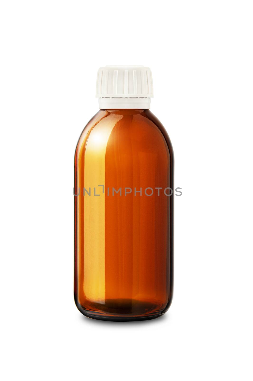 Closed Medicine bottle close up isolated on white background
