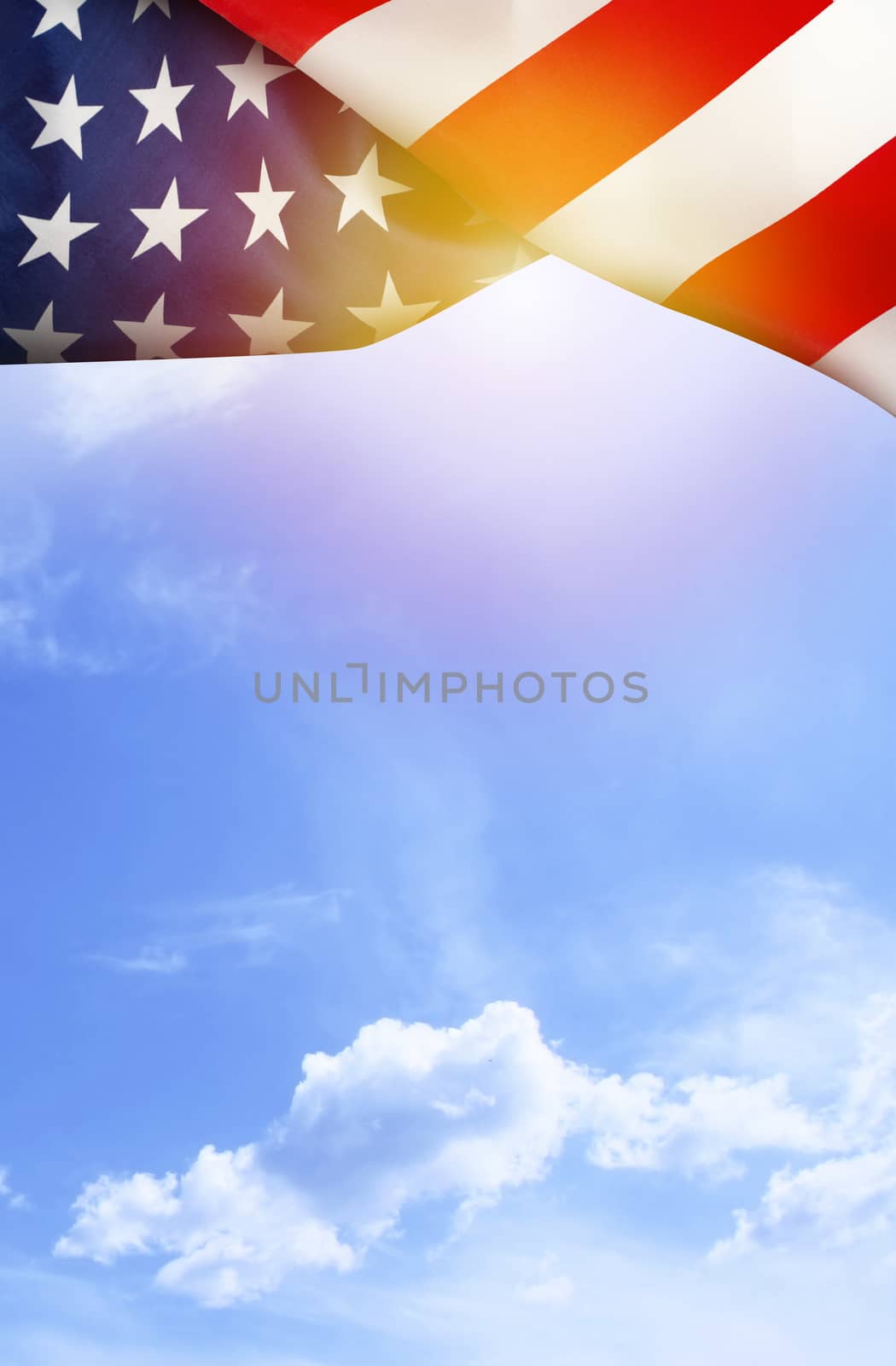 American flag on the background of the dawn sky by SlayCer