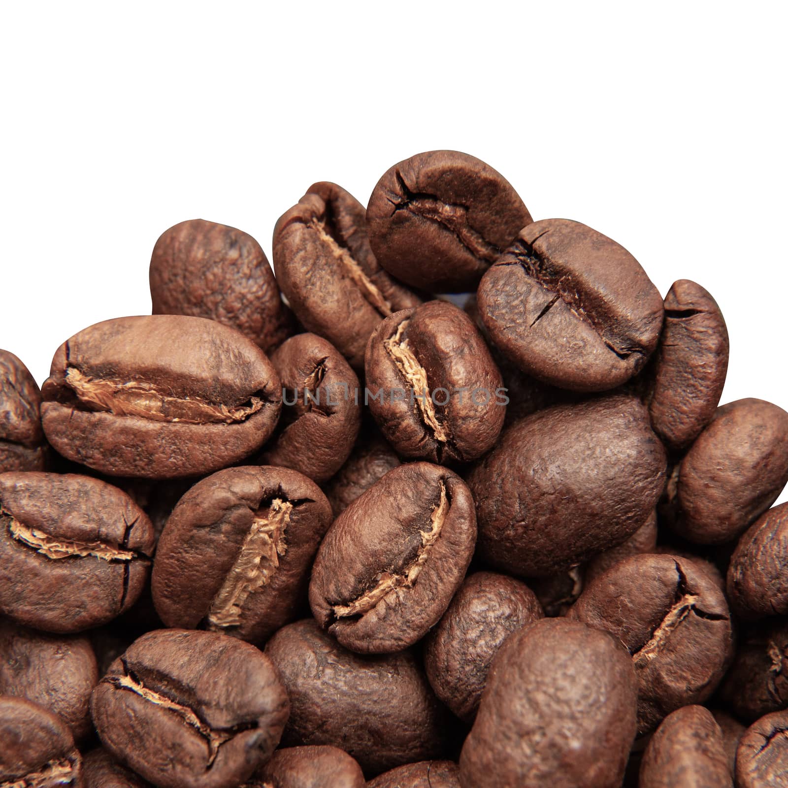 Roasted coffee beans isolated in white background cutout by SlayCer