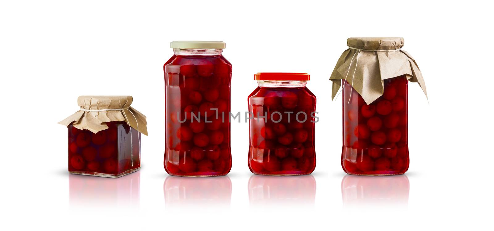 Cherry compote in glass jars of different shapes by SlayCer
