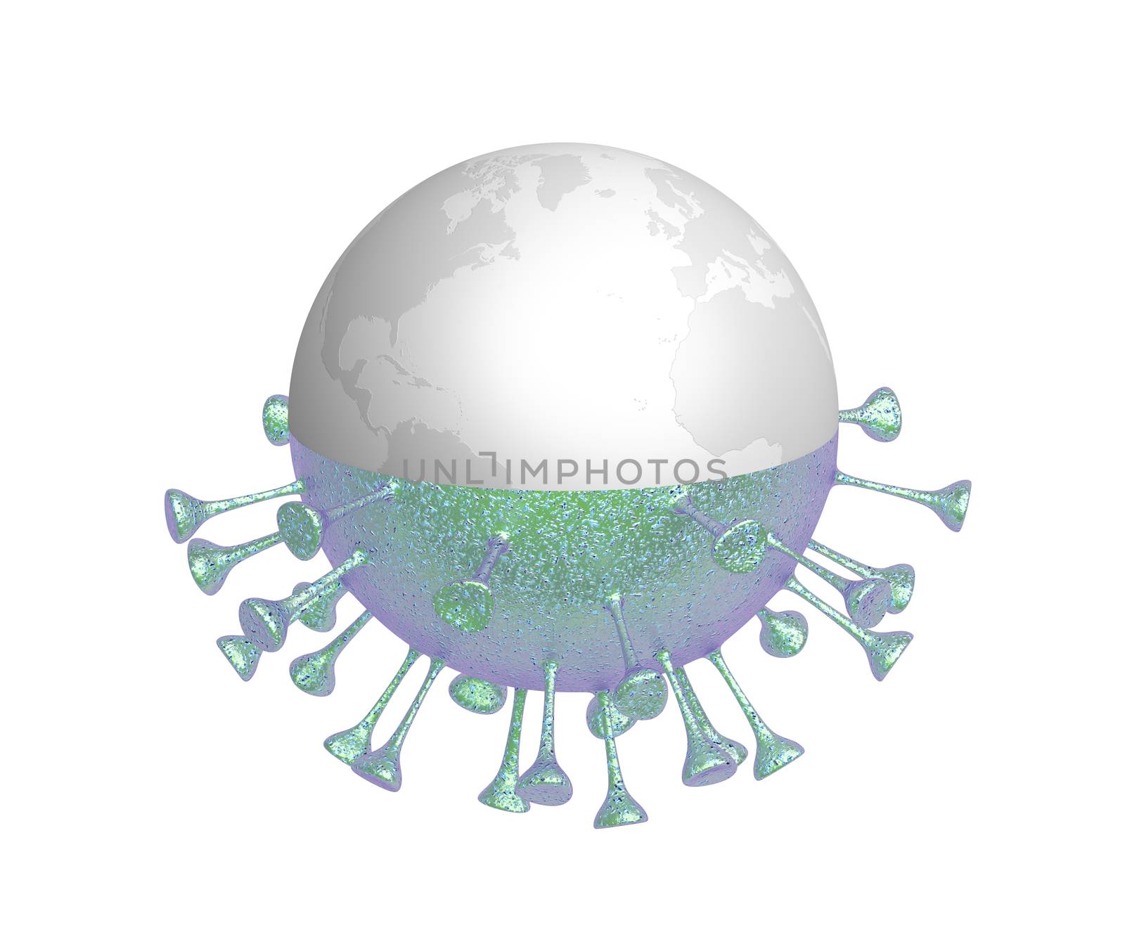 Concept illustration with planet earth and virus
