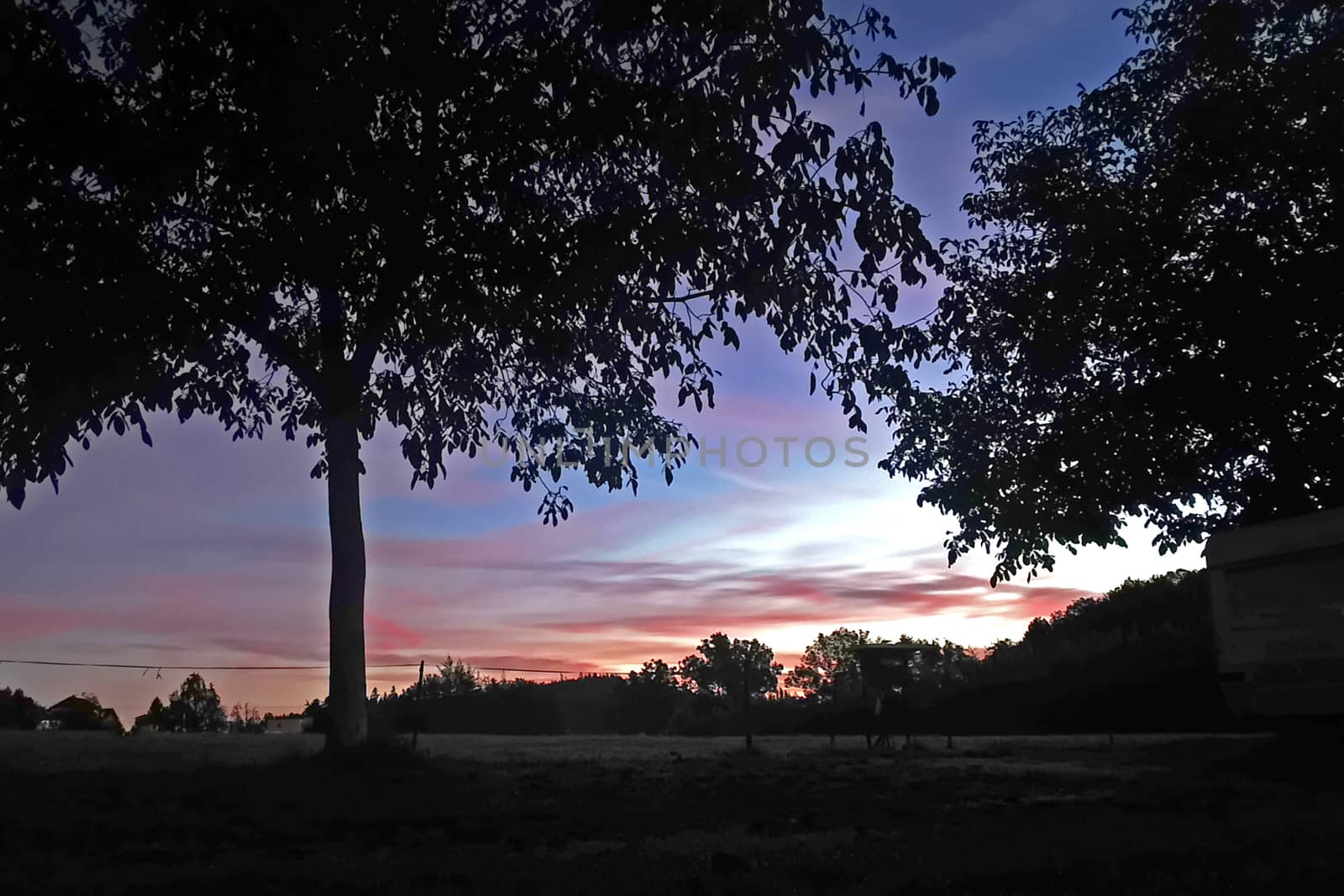 Outdoor park, gradient sky, clouds in Switzerland countryside ca by cougarsan