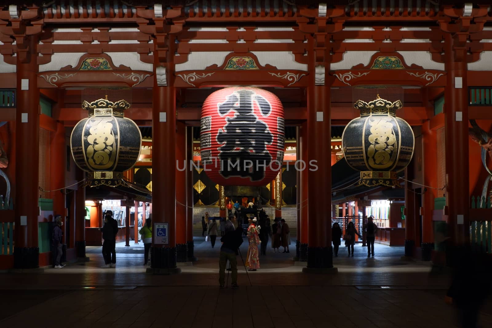 The old historic zen Japanese temple building in Japan city at night