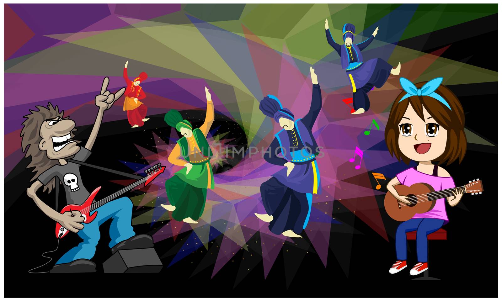 rock music and dance party on abstract background by aanavcreationsplus