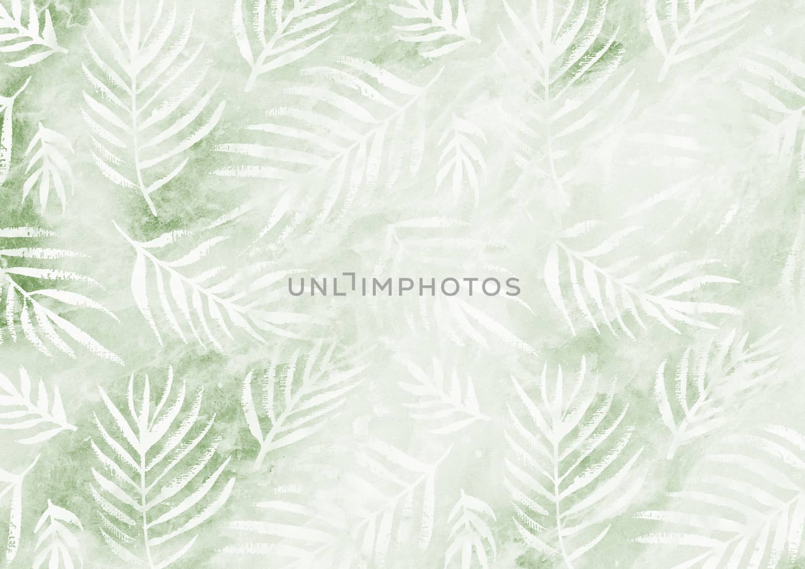 White palm leaves pattern green empty paper background by cougarsan