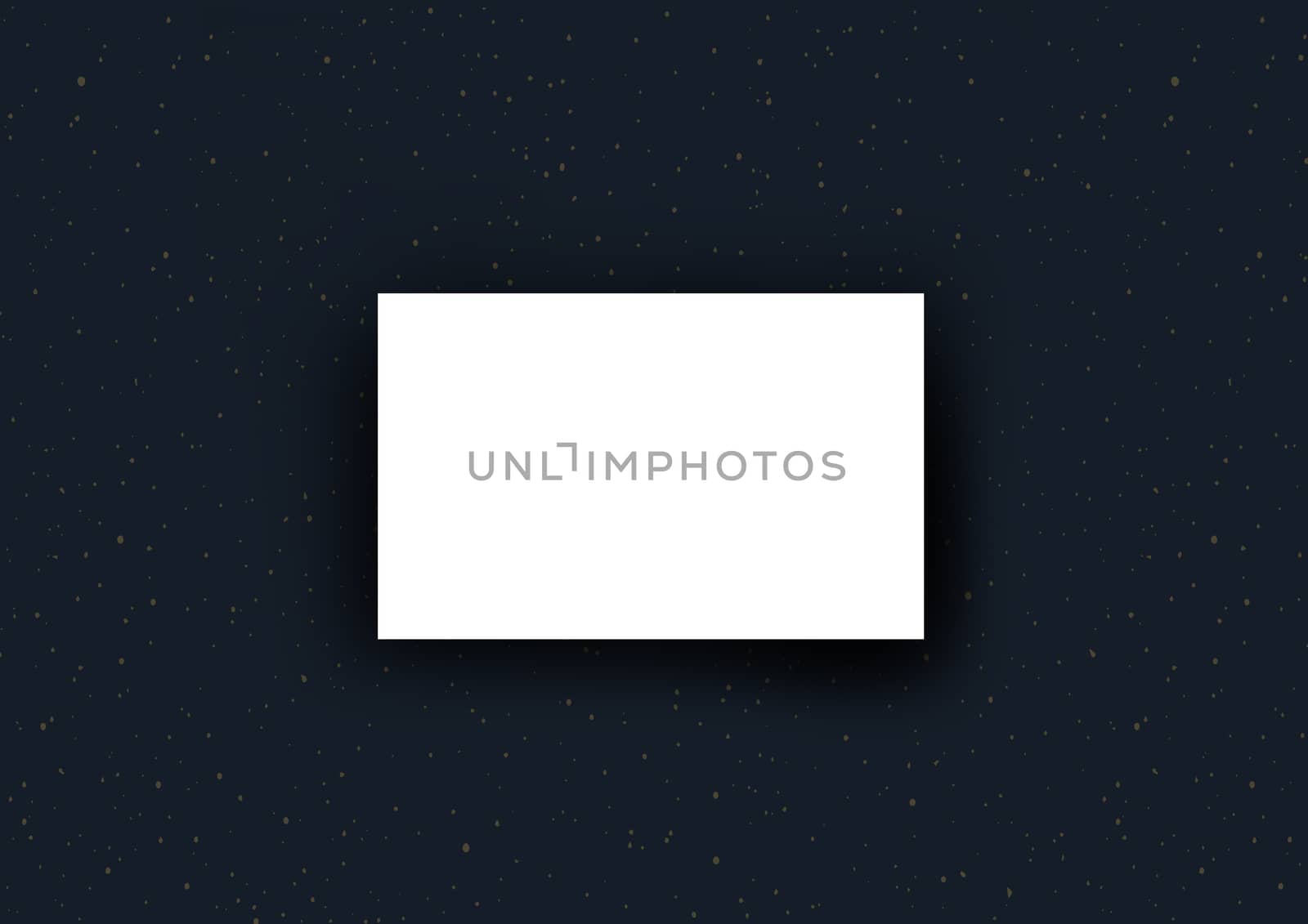 The business card mock-up template dark blue background and dotted bronze ink pattern  