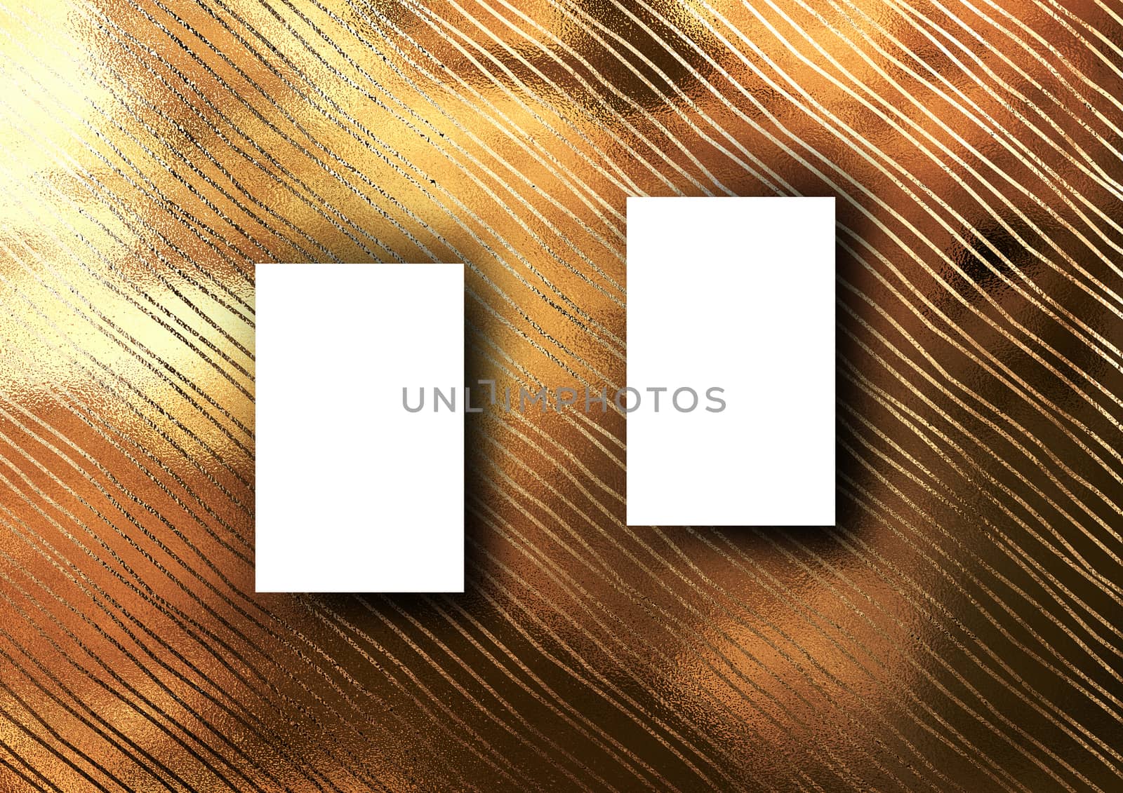 Business card mock-up template with gold crooked line pattern ba by cougarsan
