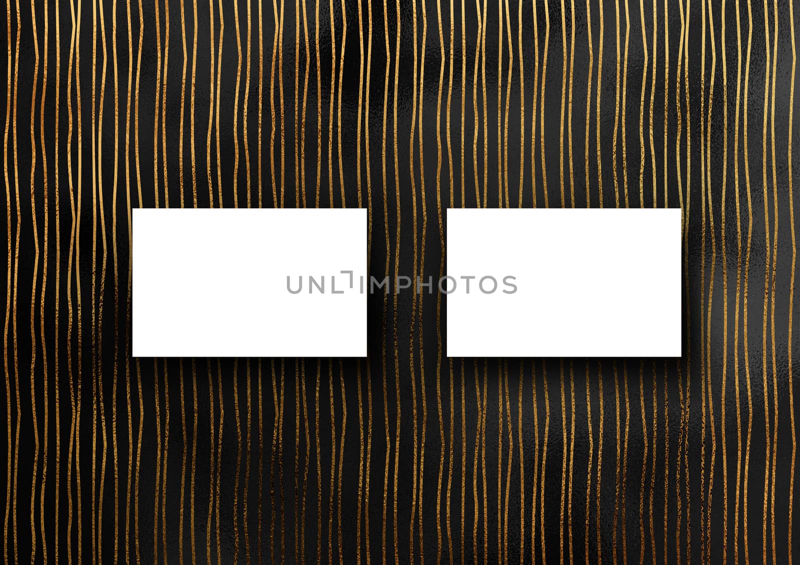 Business card mock-up template with gold crooked, wavy line patt by cougarsan