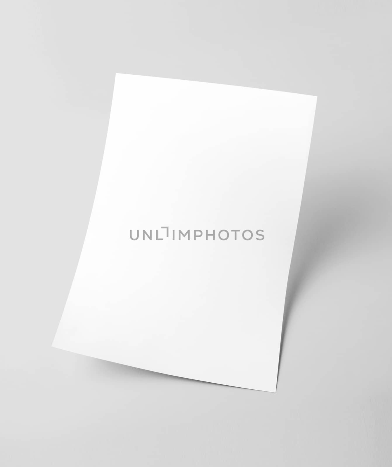 White blank document paper template with grey background by cougarsan