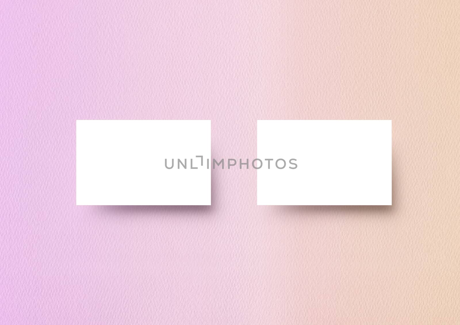 The business card mock-up template gradient paastel orange to pink textured paper backbround