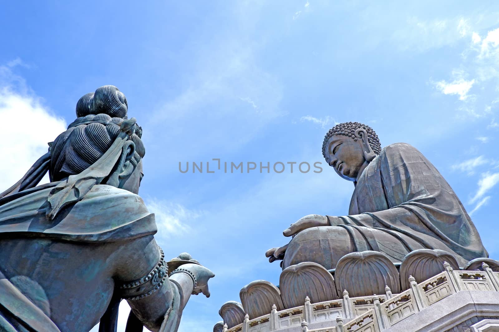 The large outdoor bronze statue of  seated Tian Tan Buddha in Hong Kong