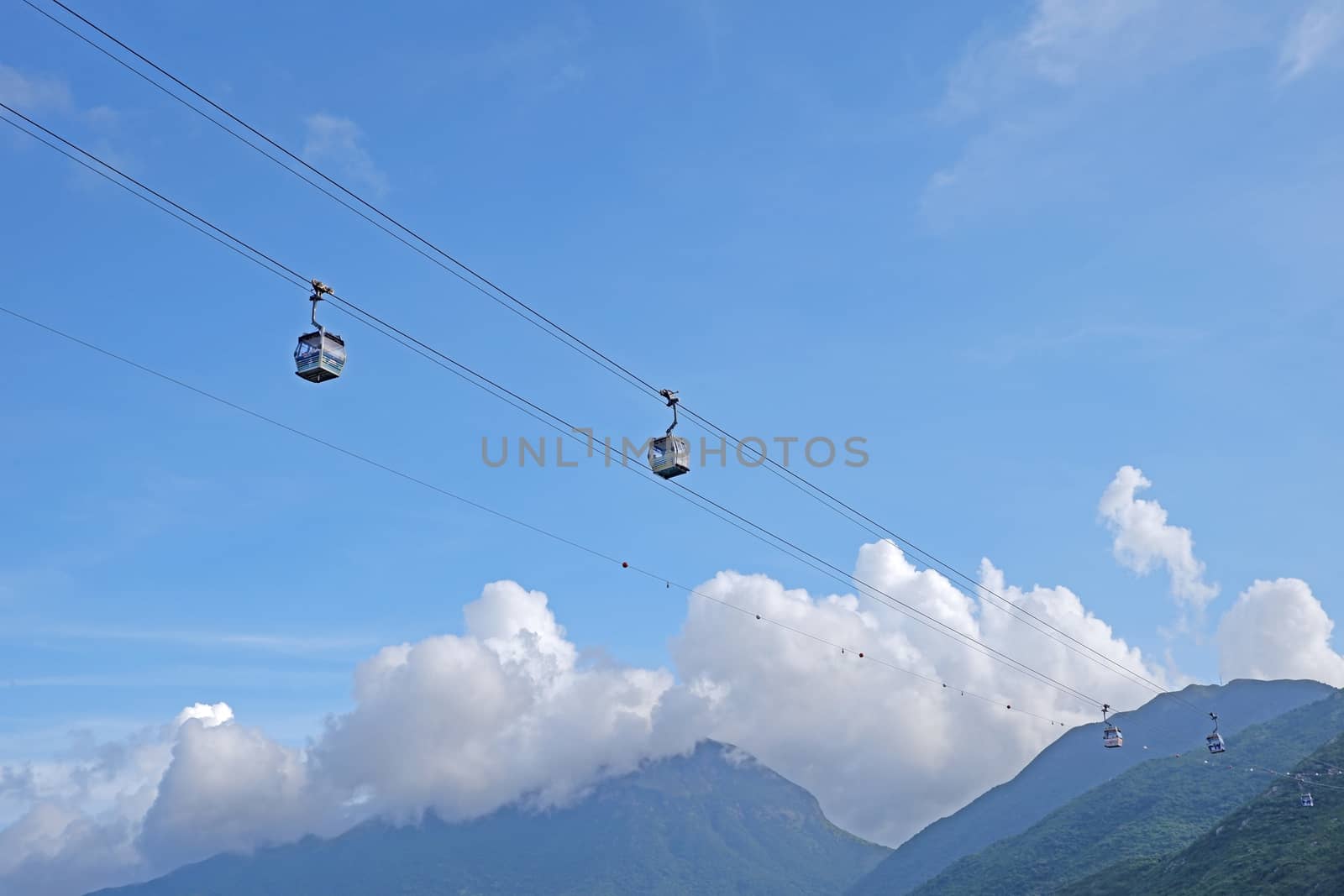 The transportation tool mountain cable car for sight seeing in Hong Kong