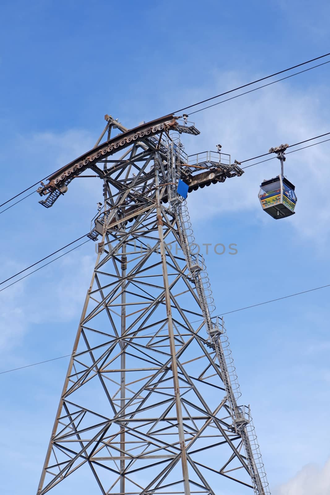 The transportation tool mountain cable car for sight seeing in Hong Kong