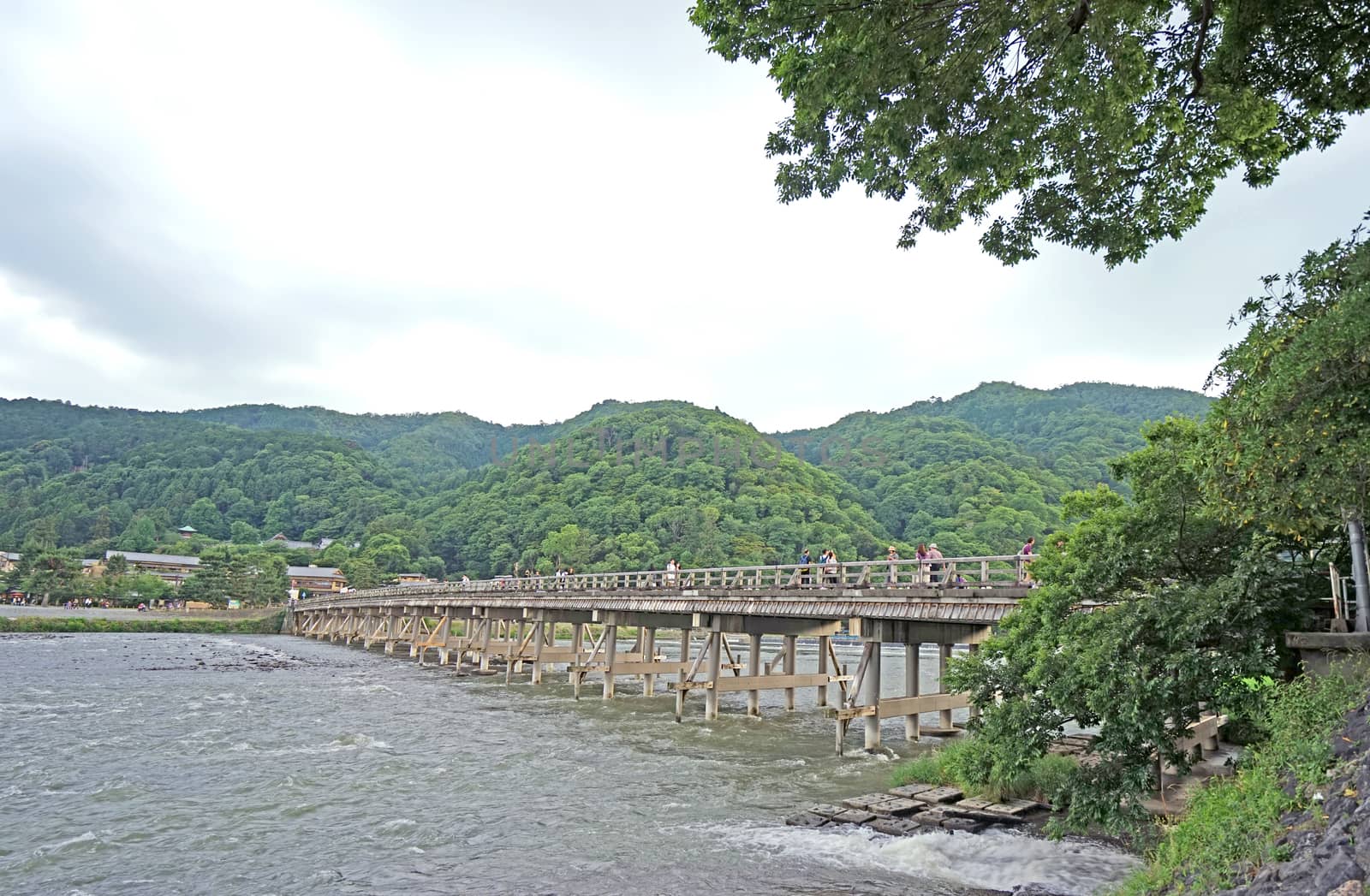 Traditional bridge, footpath, mountain, bridge, rapid river in J by cougarsan