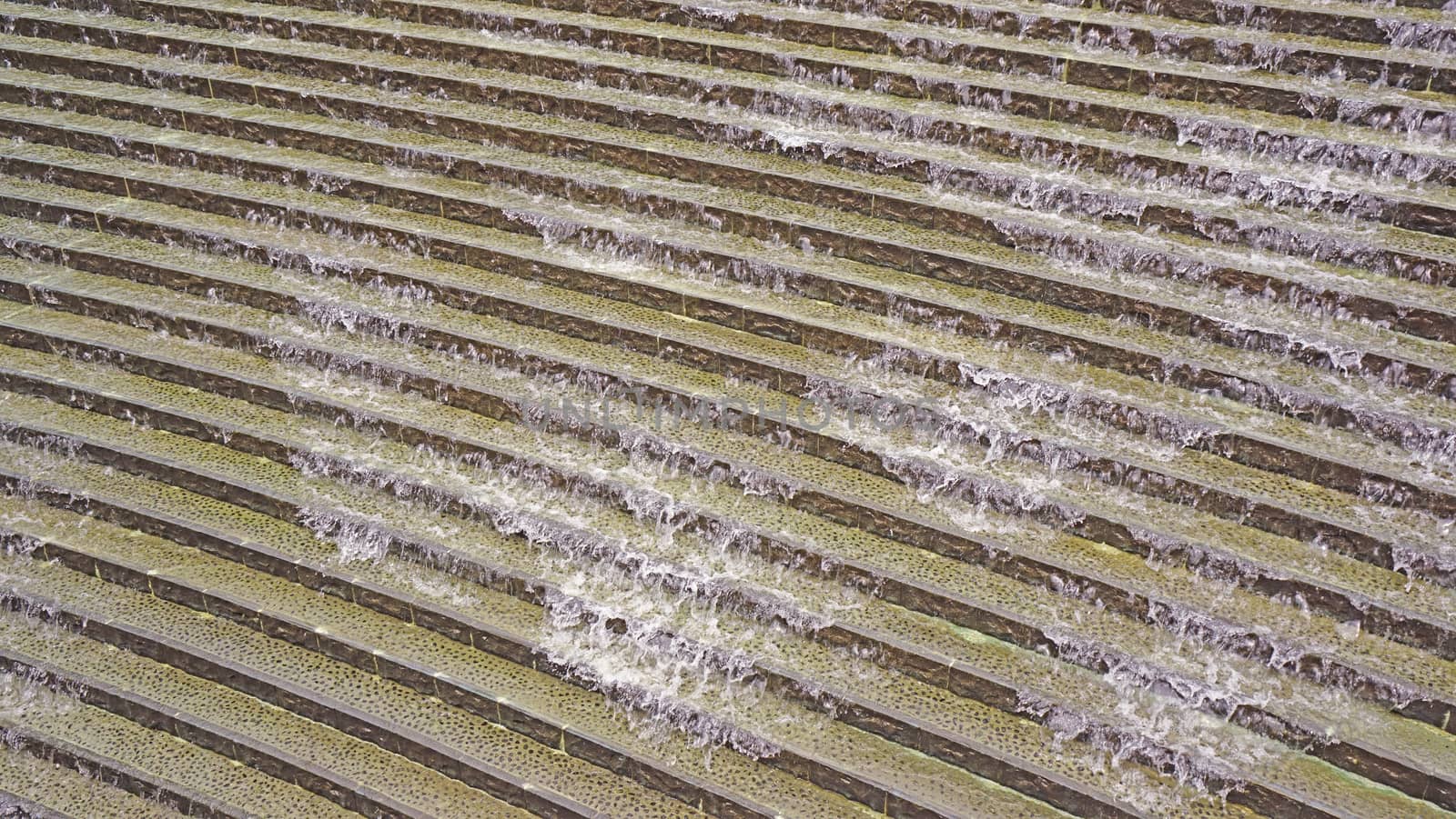 The outdoor waterfall staircase decoration in the park