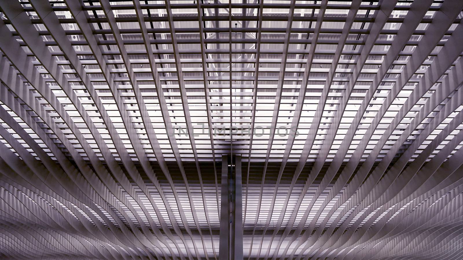 The interior and ceiling of airport archtecture terminal building