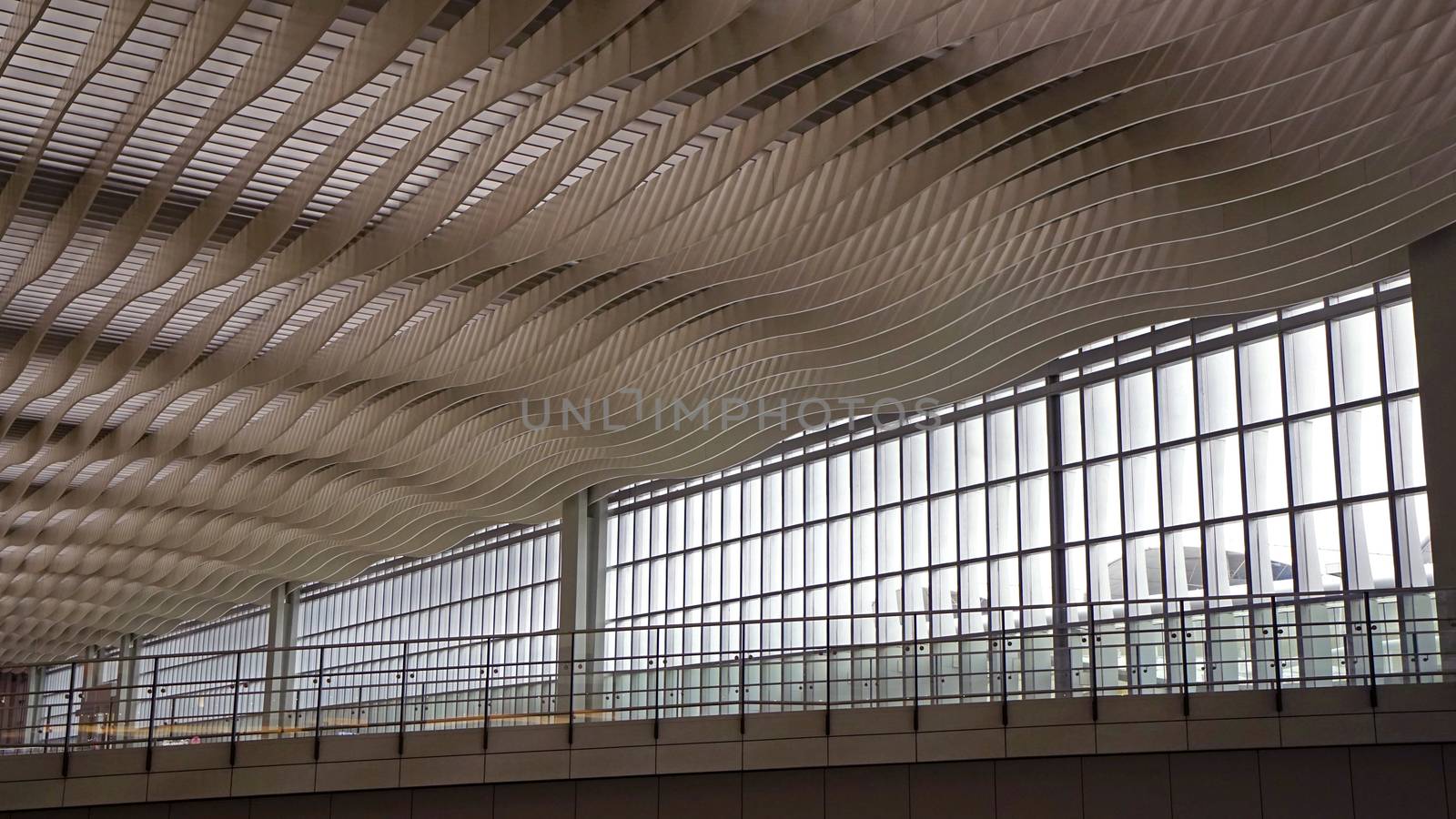 Interior and ceiling of airport archtecture terminal building by cougarsan