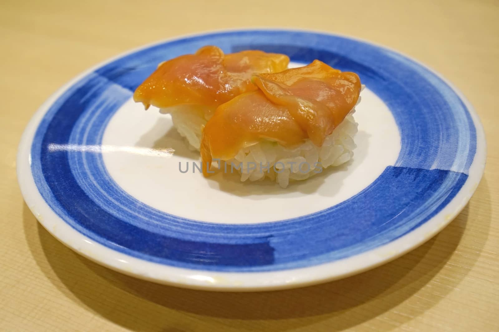 The Akagai ark shell clam sushi in Japanese restuarant
