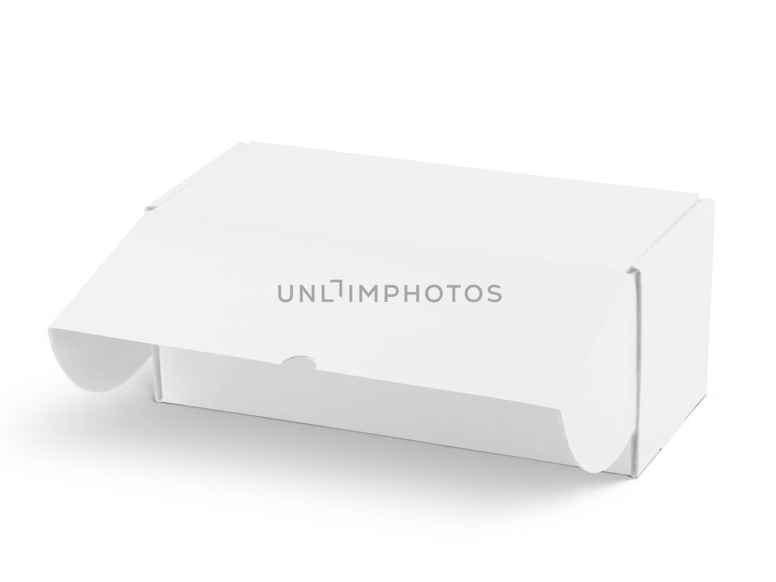 The isolated white packaging box for branding mockup side view
