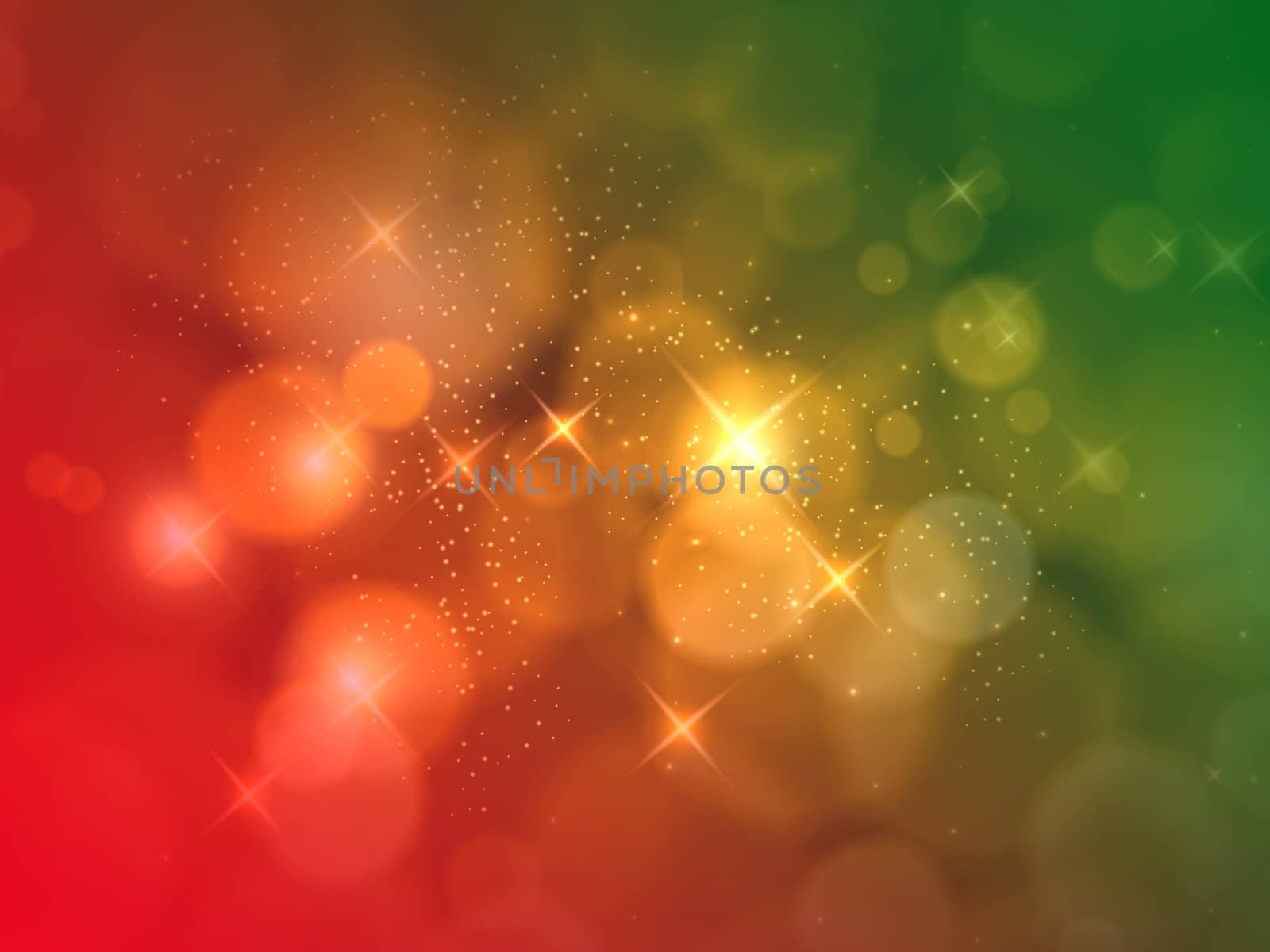 Christmas red and green gradient background with the golden bokeh effect 