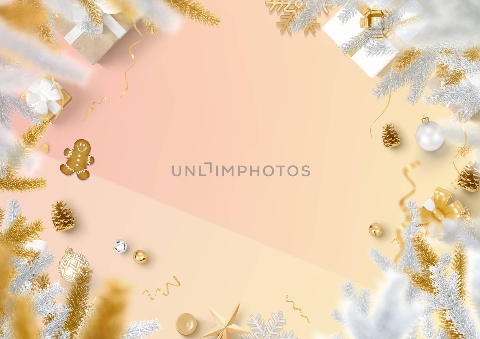 The Christmas decoration border and gradient trendy paper background