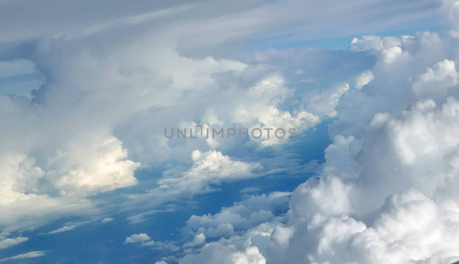 Blue sky cloudscape background from the aerial view