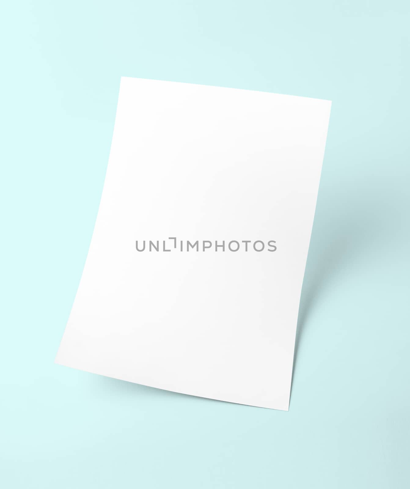 White blank document paper template with blue background by cougarsan