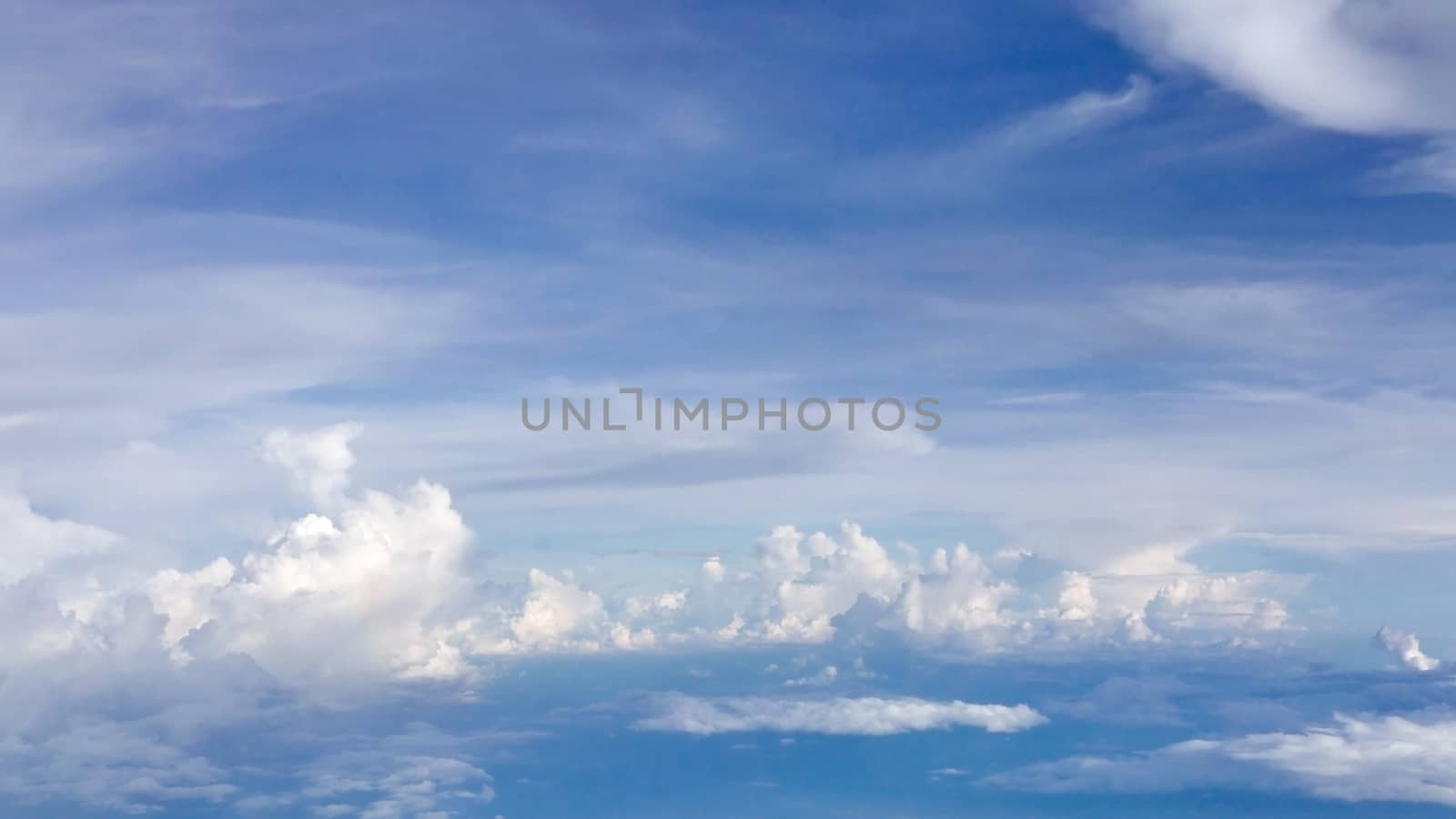 Blue sky cloudscape background from aerial view by cougarsan