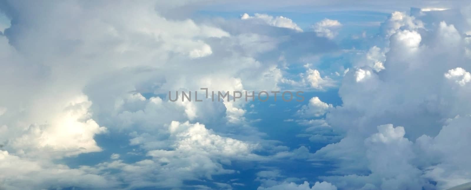Blue sky cloudscape background from the aerial view