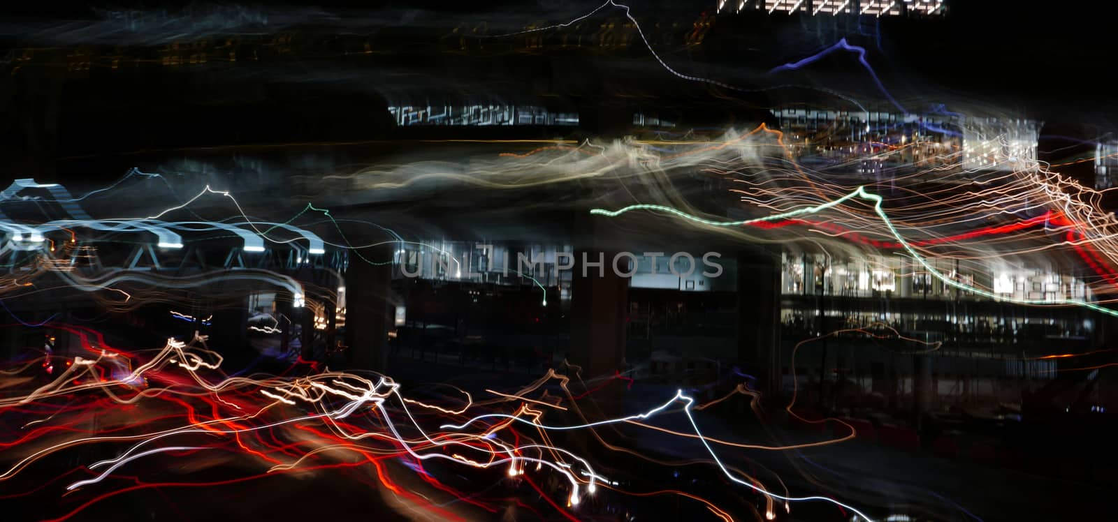 Long exposure of the city and traffic light trail by cougarsan