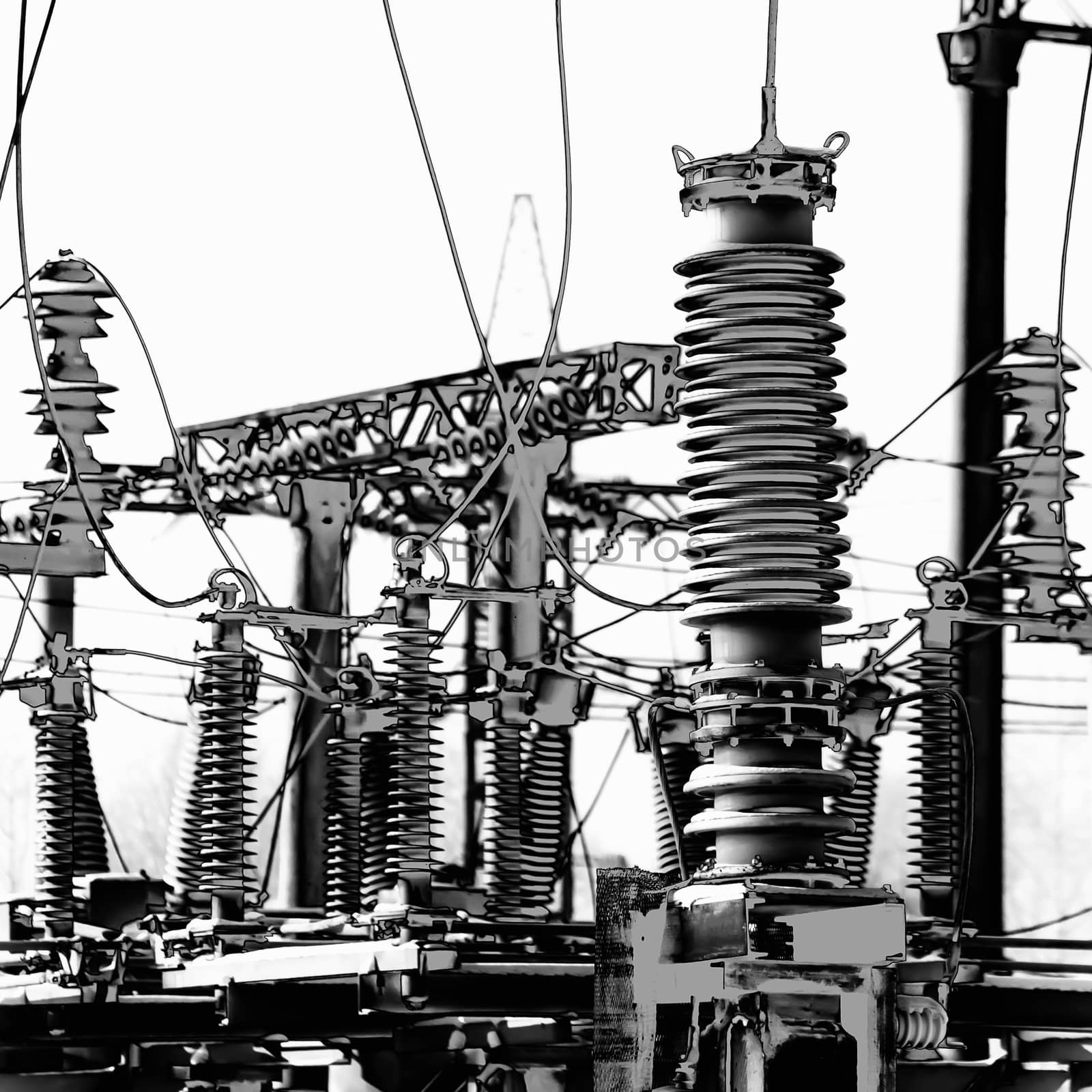 High voltage electric power. Structure power station