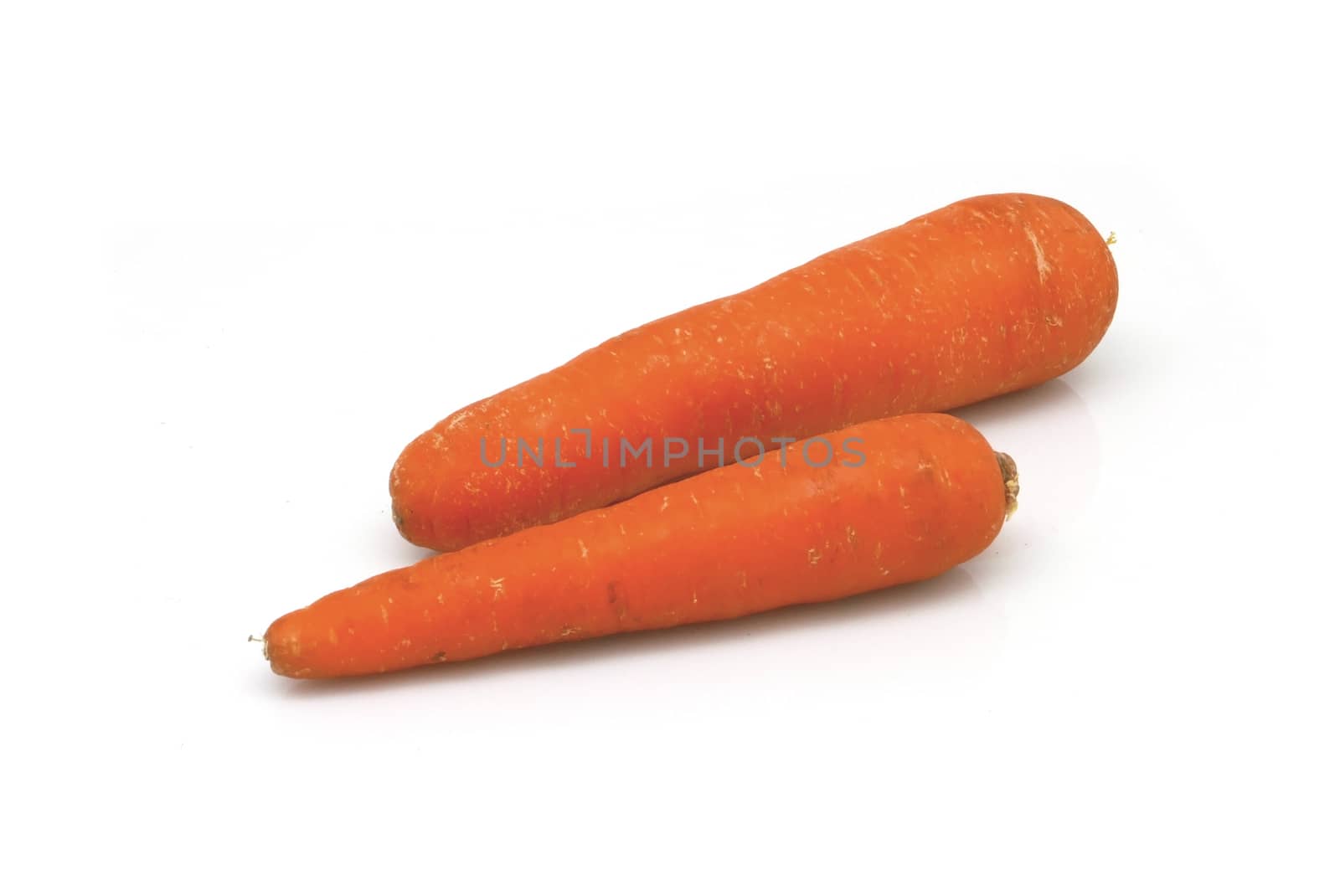 Two carrots isolated on white background by cougarsan