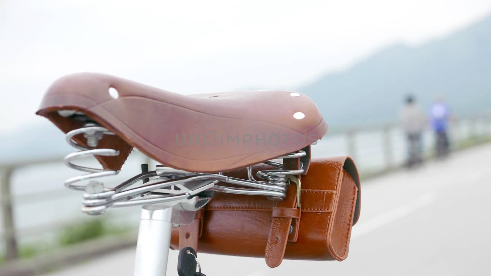 bicycle leather seat and bag closeup by cougarsan