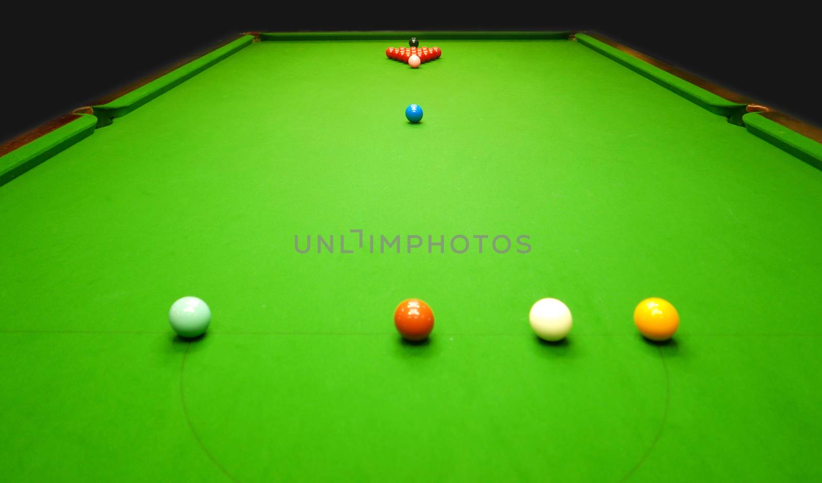 snooker balls and table in private room