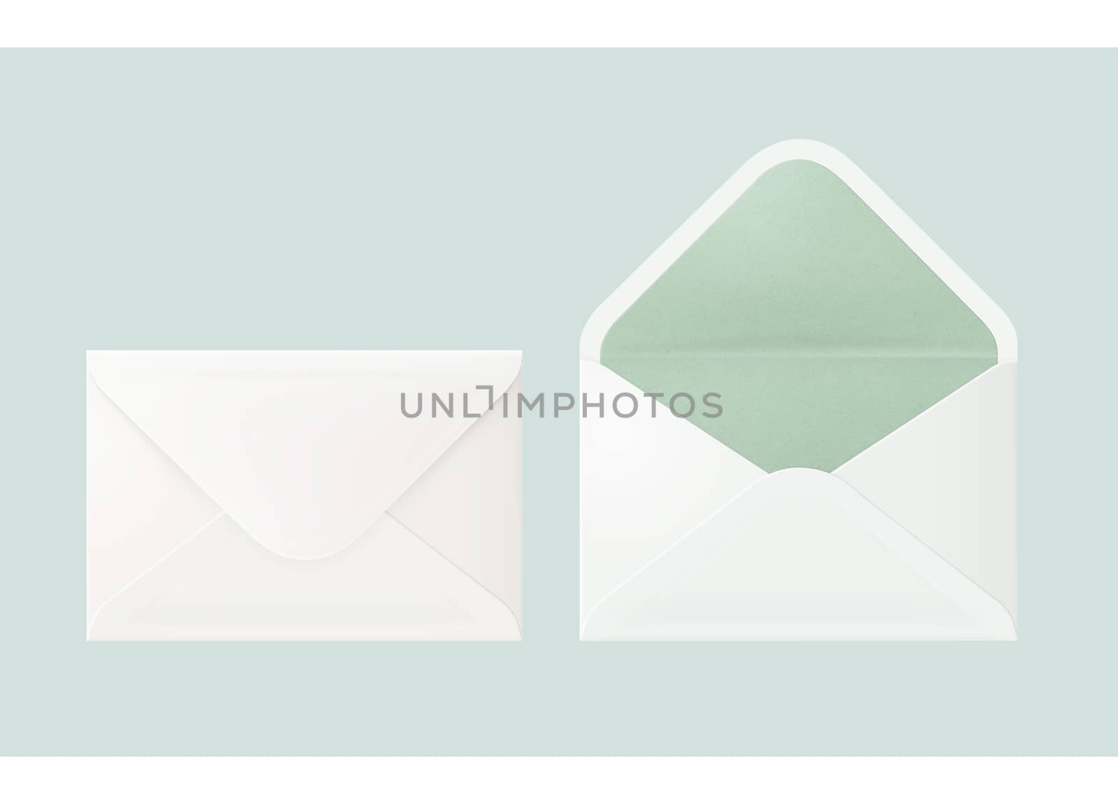 White and green envelope by environmental materials for postage  by cougarsan