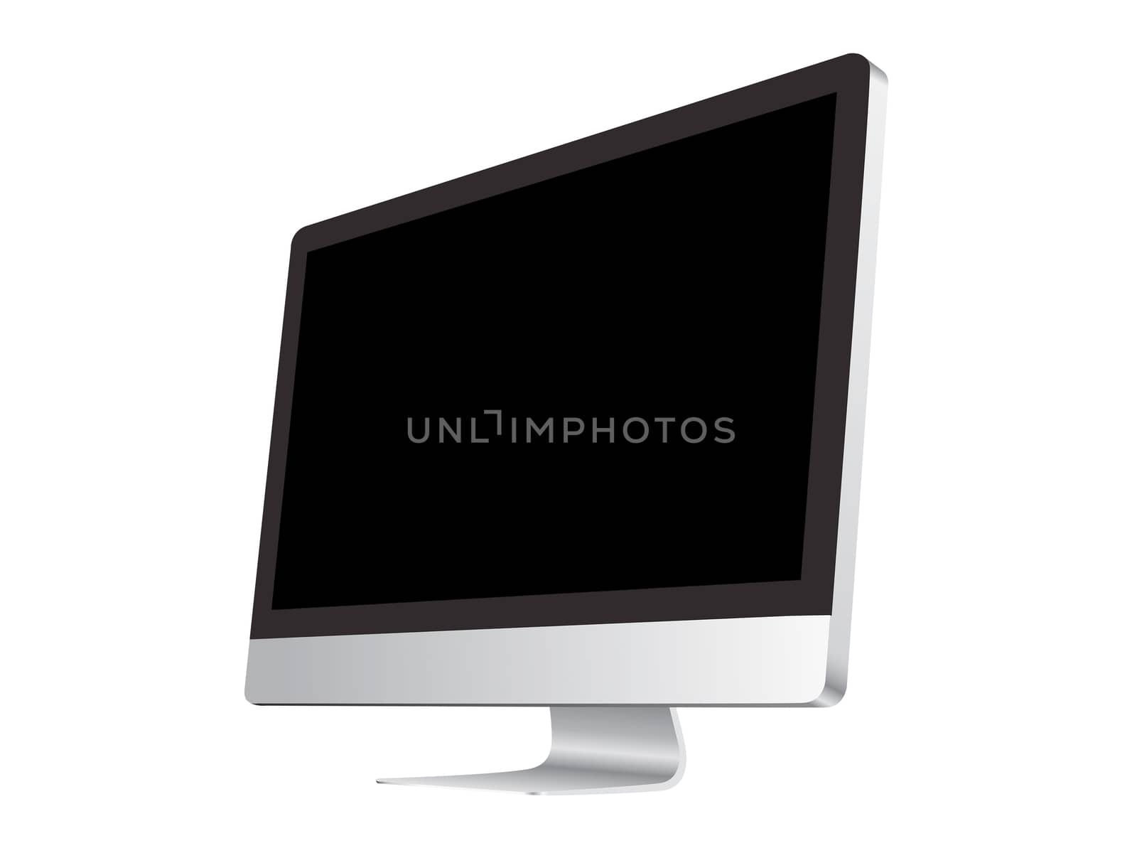 Isolated computer black screen on the white background mockup