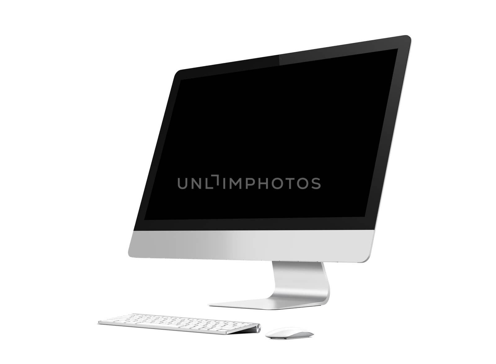 Isolated Computer, wireless keyboard and mouse on the white background mockup